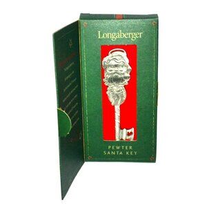 Longaberger Collectible Pewter Santa Key Original Box Christmas Decor 2002